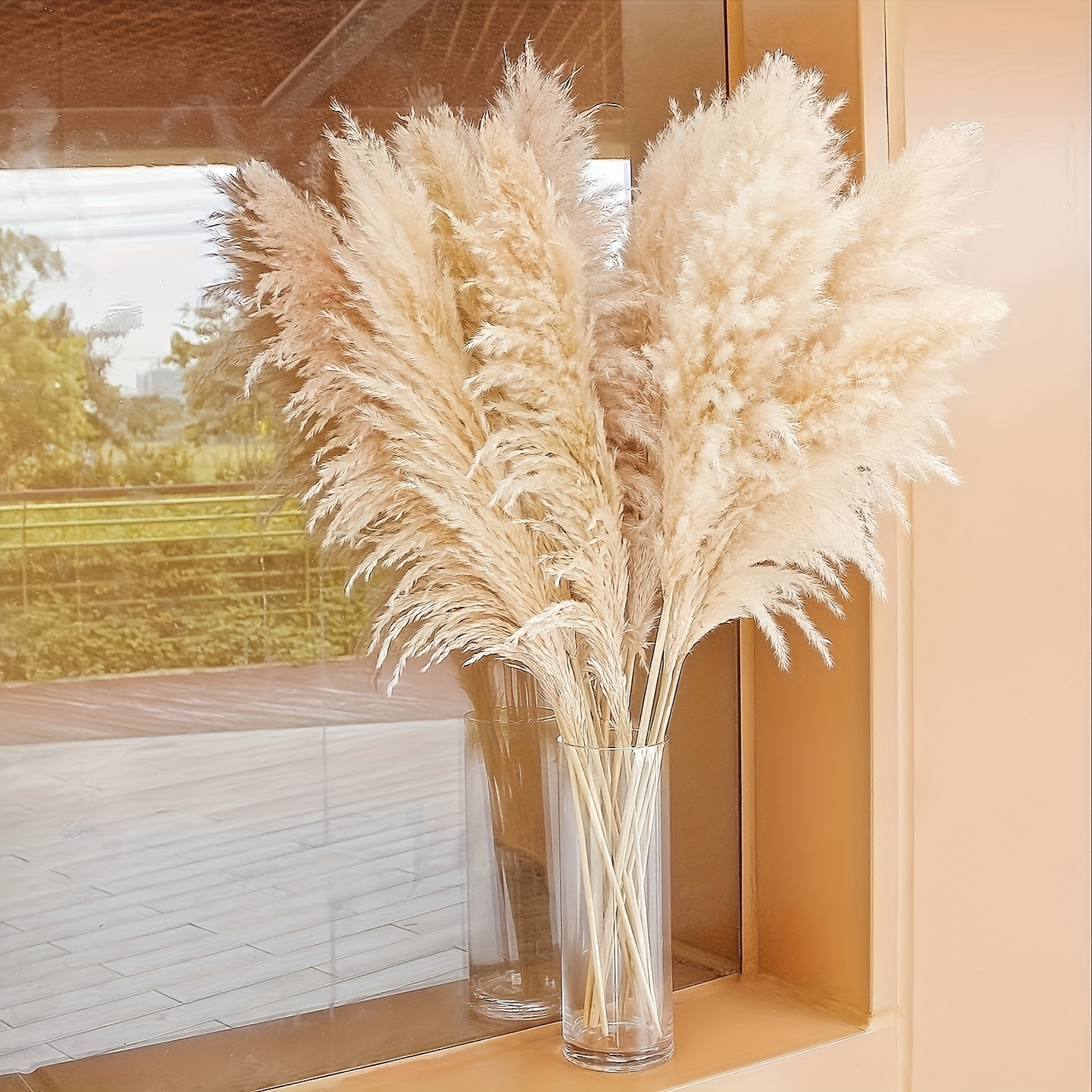 43" Inch 20 Stems Natural Pampas Grass Decor Tall, Pompas Grass, Tall Pampas Grass For Wedding, Party, Farmhouse, Boho Home Decor