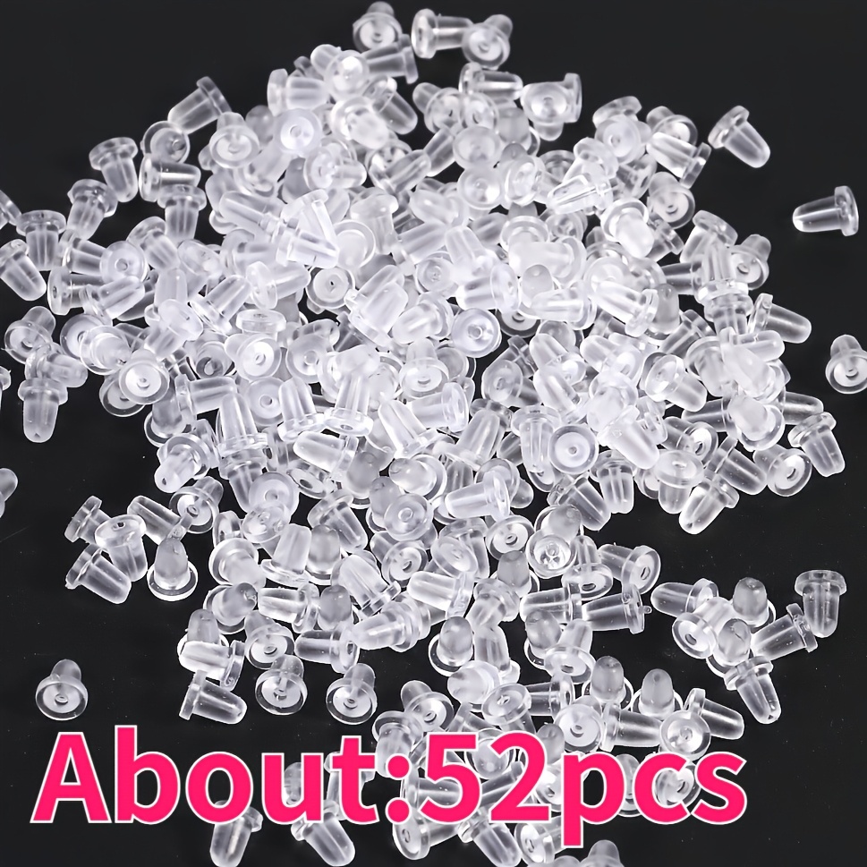 TEMU Tapones para pendientes de clavos de 5.5 mm (. 52/497 piezas, tapas antipérdida, tapones para pendientes de clavos, tapas transparentes para