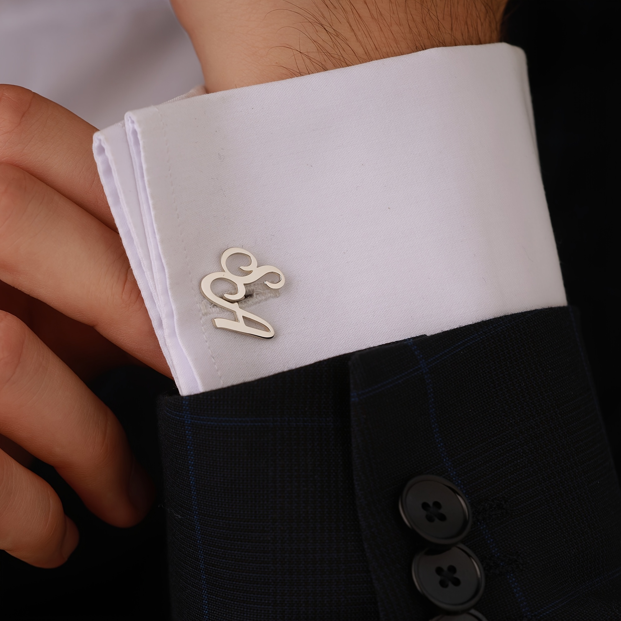 Personalized Initial Cufflinks with Custom Monogram Letter