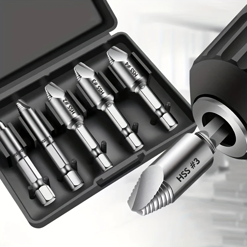 5pcs damaged screw extractor drill bit high double take drill out broken screw remover bolt details 1