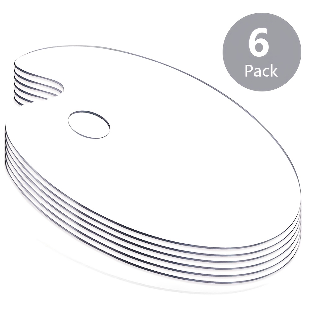 TEMU 6pcs Palettes - Painting Palettes With Thumb Hole, Large Oval Mixing Tray, Stackable Design & Protective Film - Heavy-duty Acrylic Palettes For