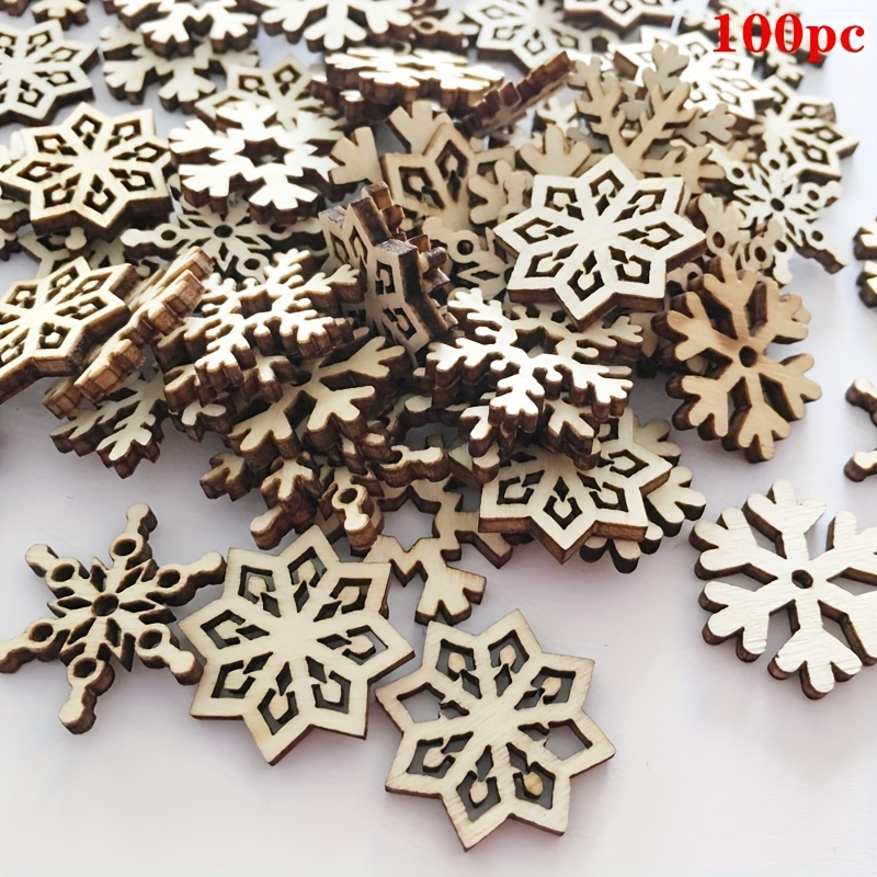 

100pcs, Wooden Cutouts, Assorted Diy , Wood Christmas Tree Ornaments, & Decorations, 2.3cm/0.9in Embellishments