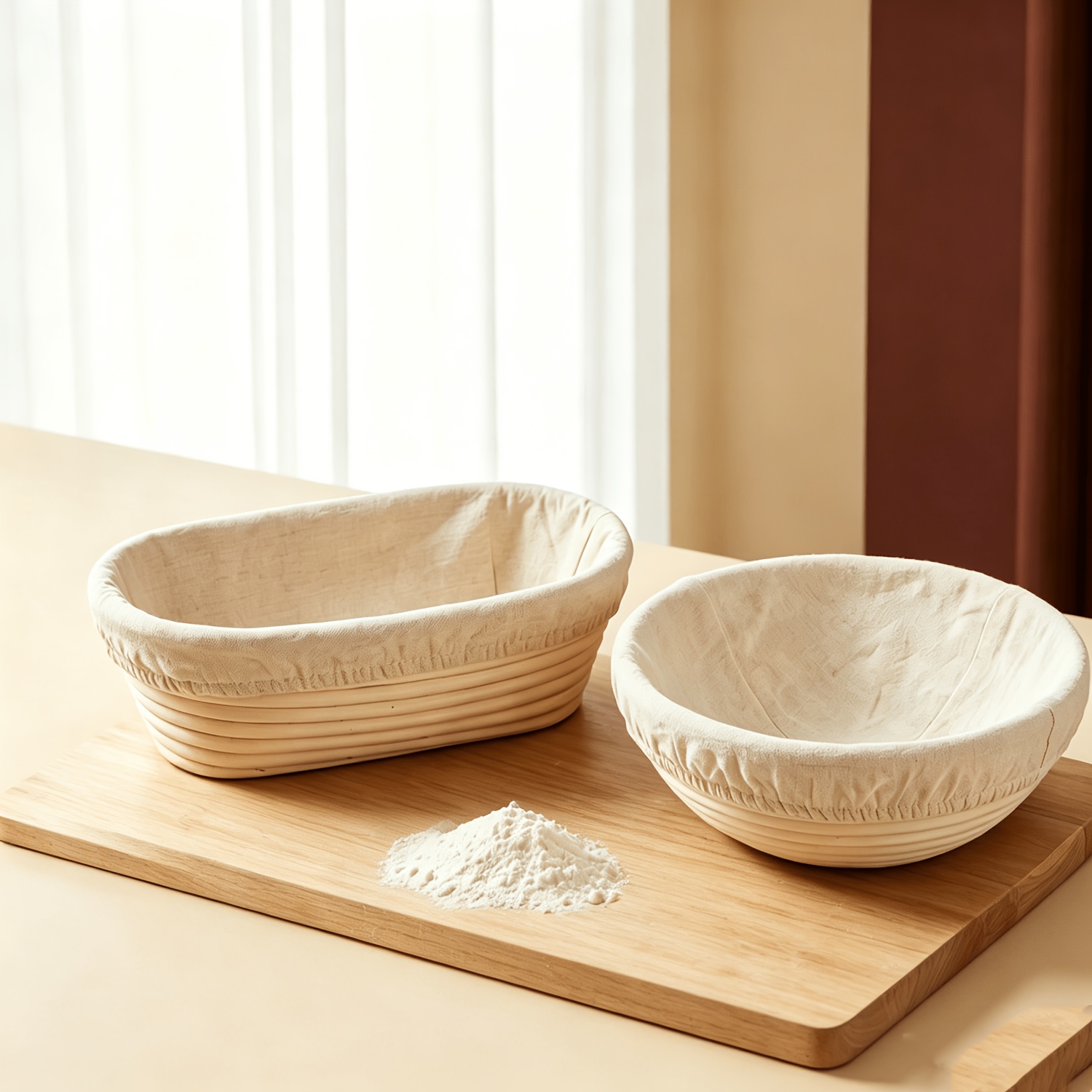 Image of Banneton Bread Proofing Basket Set Of 2, 10 Lnch Oval Sourdough Bread Baking Supplies, Bread Making Starter Kit, Proofing Baskets For Baking Perfect Baker's Gift