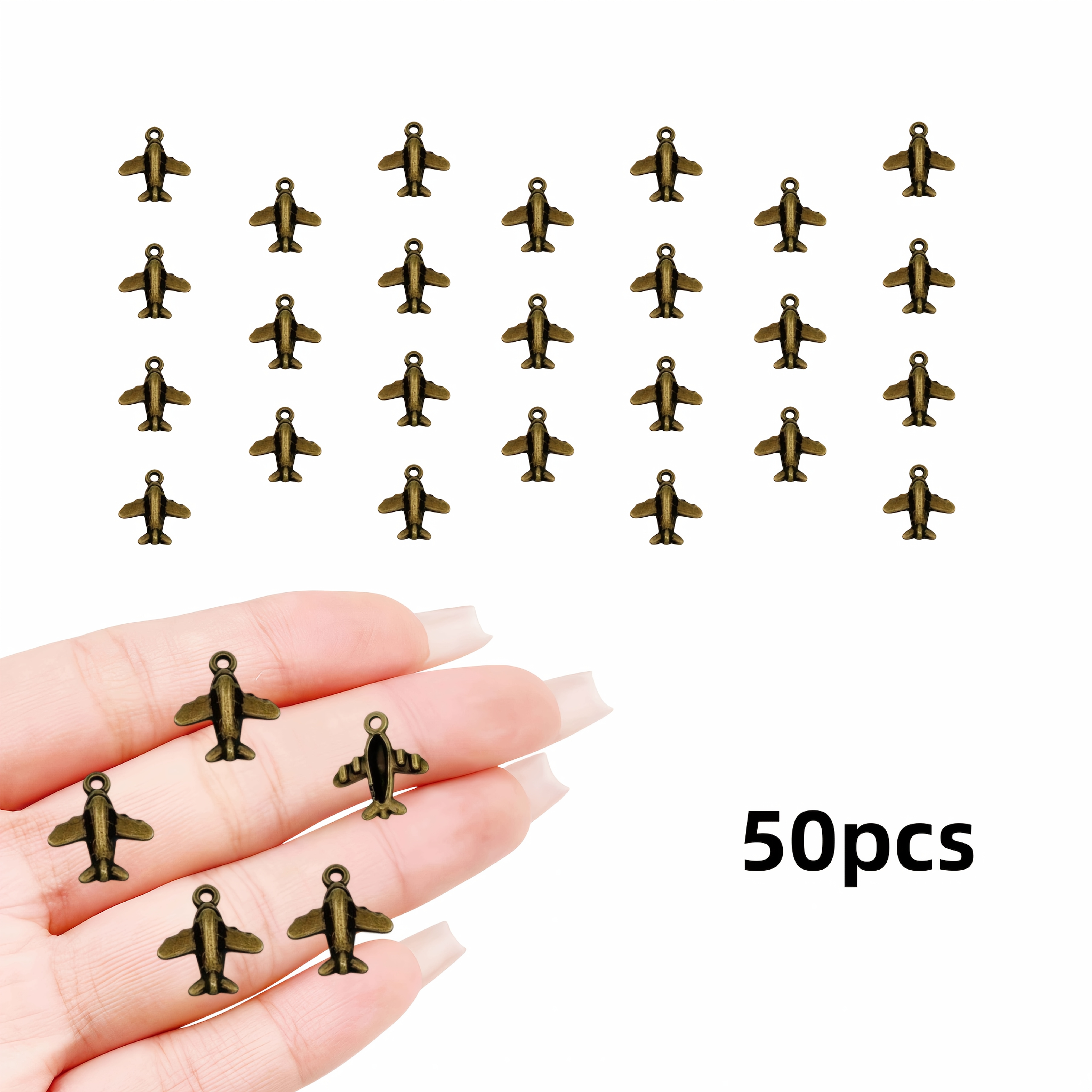 TEMU 50pcs Mini Airplane Alloy Pendant, Handmade Crafts Suitable For Holiday Party Decoration, Bags, Shoes, Clothing Additions
