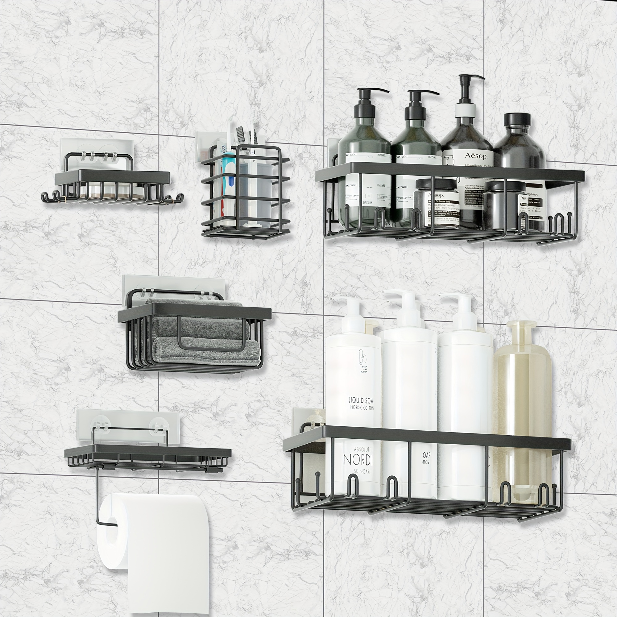 

Adhesive Shower Caddy Organizer Shelves Rack, Corner Bathroom Storage Organization, Home & Kitchen Rv Accessories, Hanging Household Camper Essentials