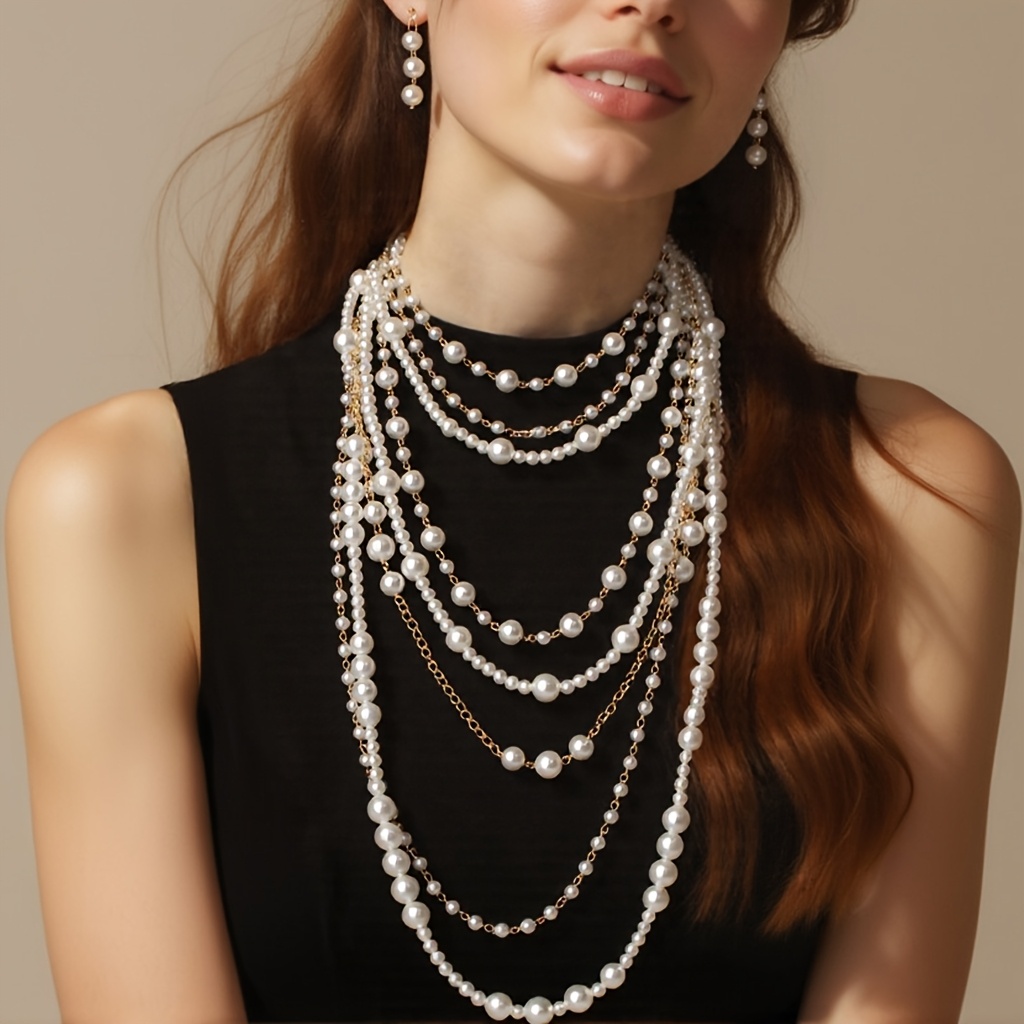 long pearl necklace sold on Temu United States