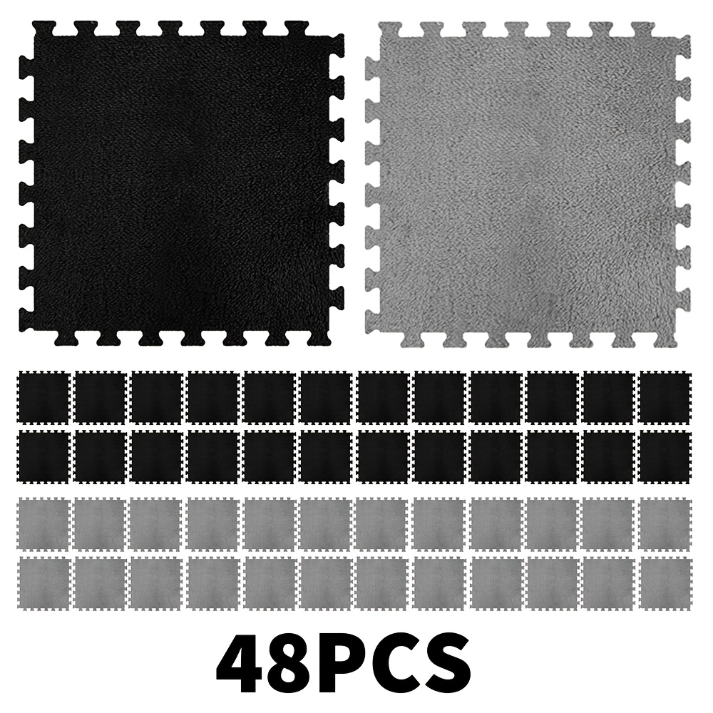 TEMU 4,32 m² (-Pack), 2,16 m² (24er-Pack), 1,08 m² (12er-Pack) ineinandergreifende Teppiche, Plüschige Spleiß-Puzzle-Bodenmatten, Quadratische weiche