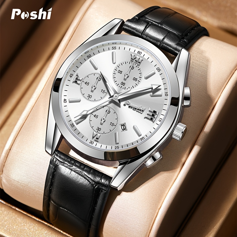 Unisex Quartz Watch with PU Strap, Multifunctional Design