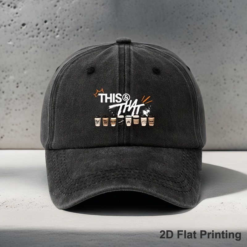 TEMU A Breathable And Stylish Baseball With A Fun "this&that" Letter Print, A Vintage Hat For Men And Women, Suitable For Outdoor Leisure, Vacation