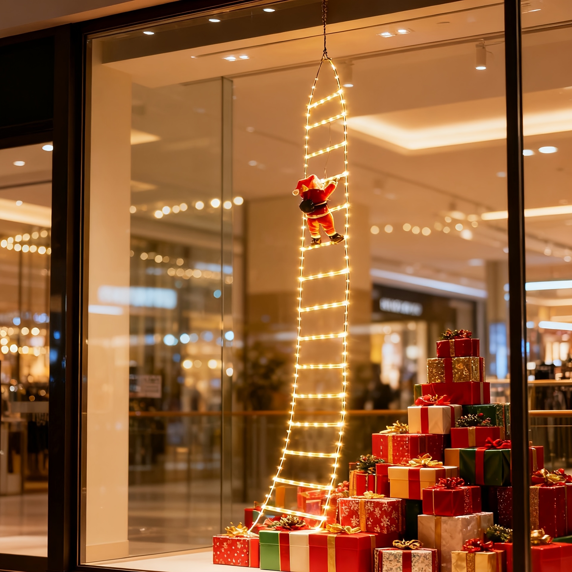 2026 Nieuwe Warm Wit/Kleurrijke Kerstman USB Ladder Verlichting - Afbeelding 5