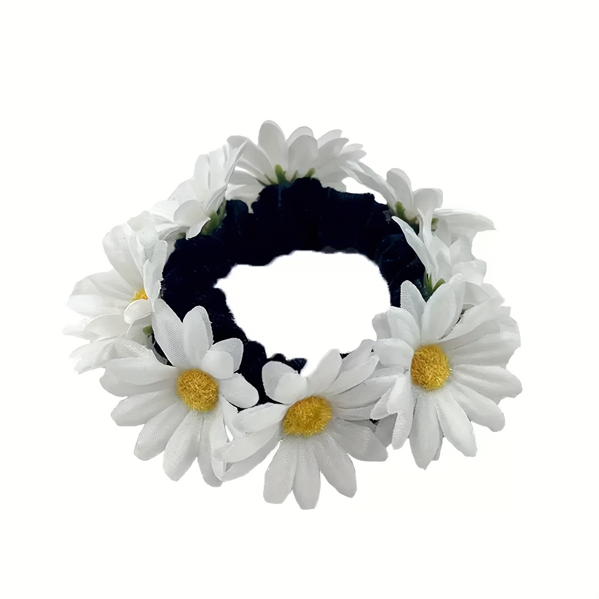 1 Simulated Fabric Daisy Flower Headband For Women' Vacation, Suitable For Tying Bun Heads, Hair Additions, Wrist Flowers (color Difference Is A Normal Phenomenon)