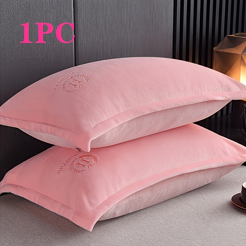 TEMU 1 taie d'oreiller brodée de luxe haut de gamme, en velours lait doux et confortable pour , (1 pièce noyau intérieur) Lavable en machine, parfait