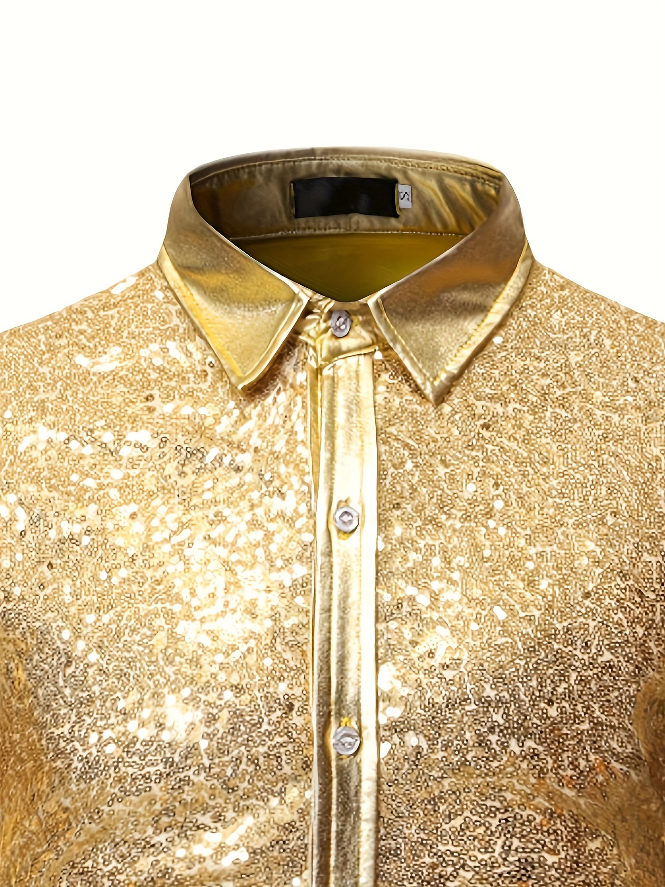 gold dress up shirt GOLD Metallic Texture Shirt 4XL / GOLD / COTTON/POLY/LYCRA