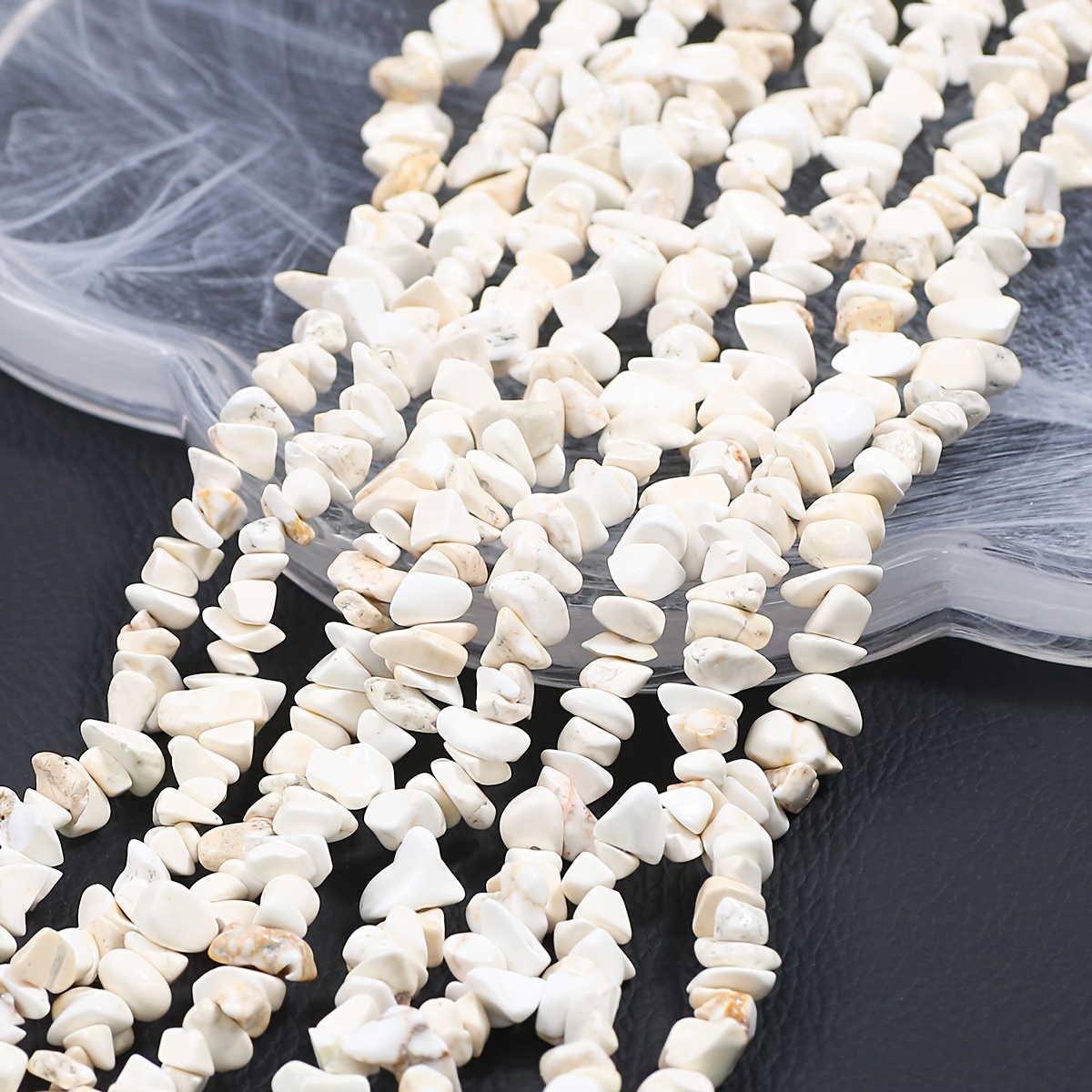 TEMU Approximately 255pcs White Loose-loose Pine-colored Irregular Shaped Drilled Gravel Decorative Beads, About 5-8mm In Diameter. Suitable For ,