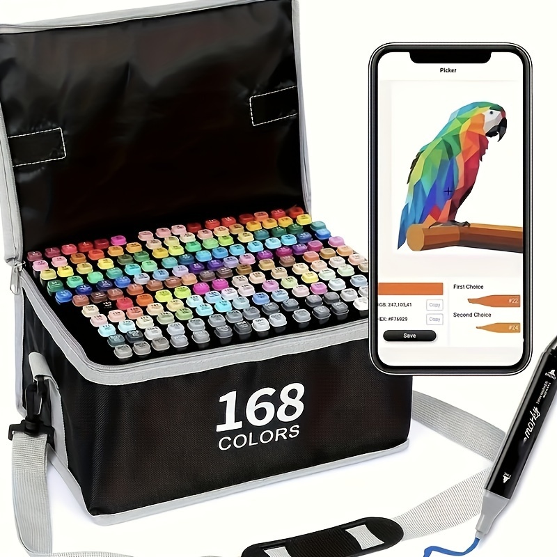 

168 Color Markers, Artist's Markers, Art Markers For Painting, Coloring, Drawing And Sketching, Chisels And , Great Gift Ideas