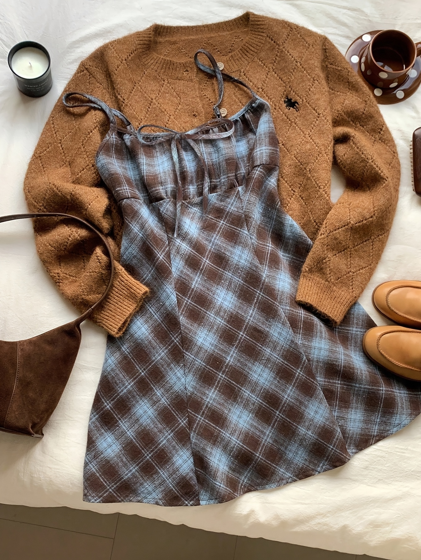 brown and blue mini dress Aisha Ruffle Mini Dress main image 0