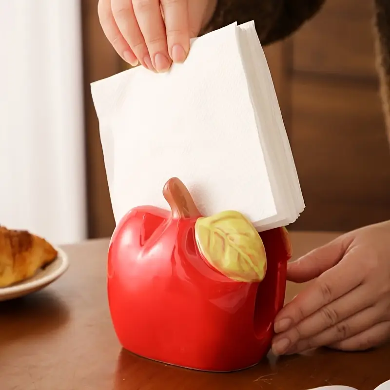 1pc ceramic shaped tissue box holder cute quirky red or green design with leaf accents oil rubbed durable rectangular home decor for living room kitchen office bathroom decor kitchen accessory design decorative ceramic office accessory fun accent handcrafted novelty accessory interior designers Product details 8