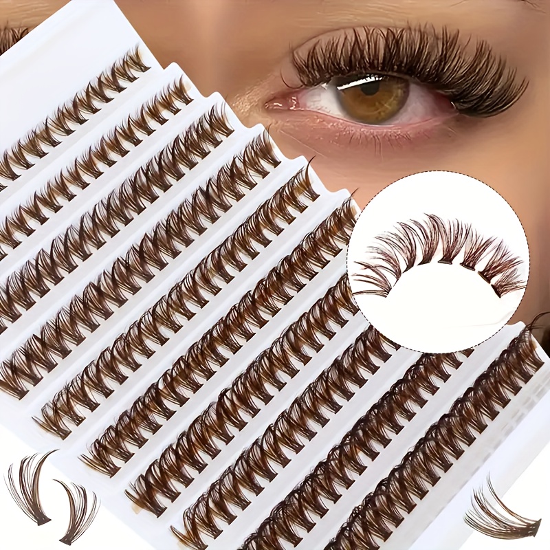 200 40p Brown Eyelash Clusters, 8-16mm, Makeup Diy Eyelash Extensions, Suitable For Daily Gatherings And Dates, Reusable