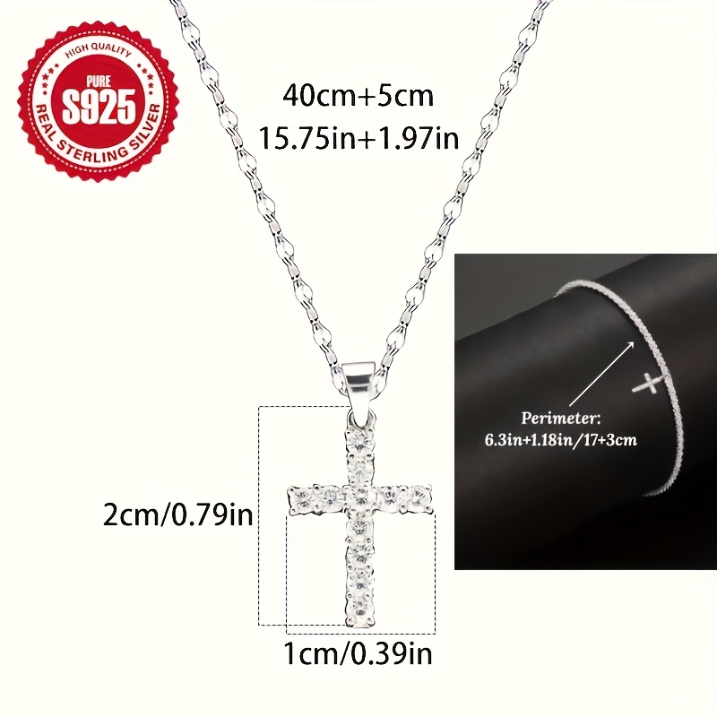 3pcs Blingbling S925 Women's Lip Necklace with Cross Pendant Set