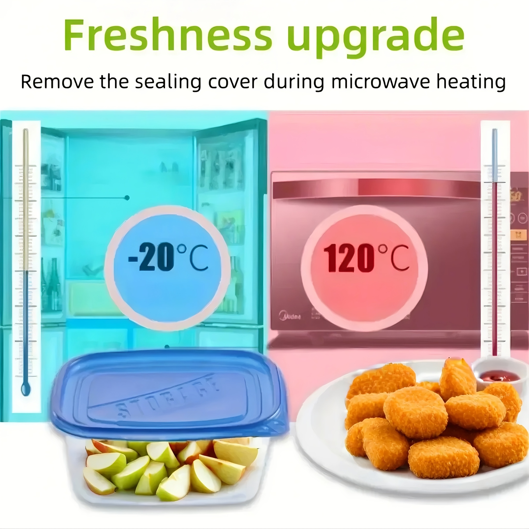 10pcs stackable food storage containers with lids reusable bpa free plastic lunch boxes for   meat fruits vegetables dishwasher microwave safe details 4