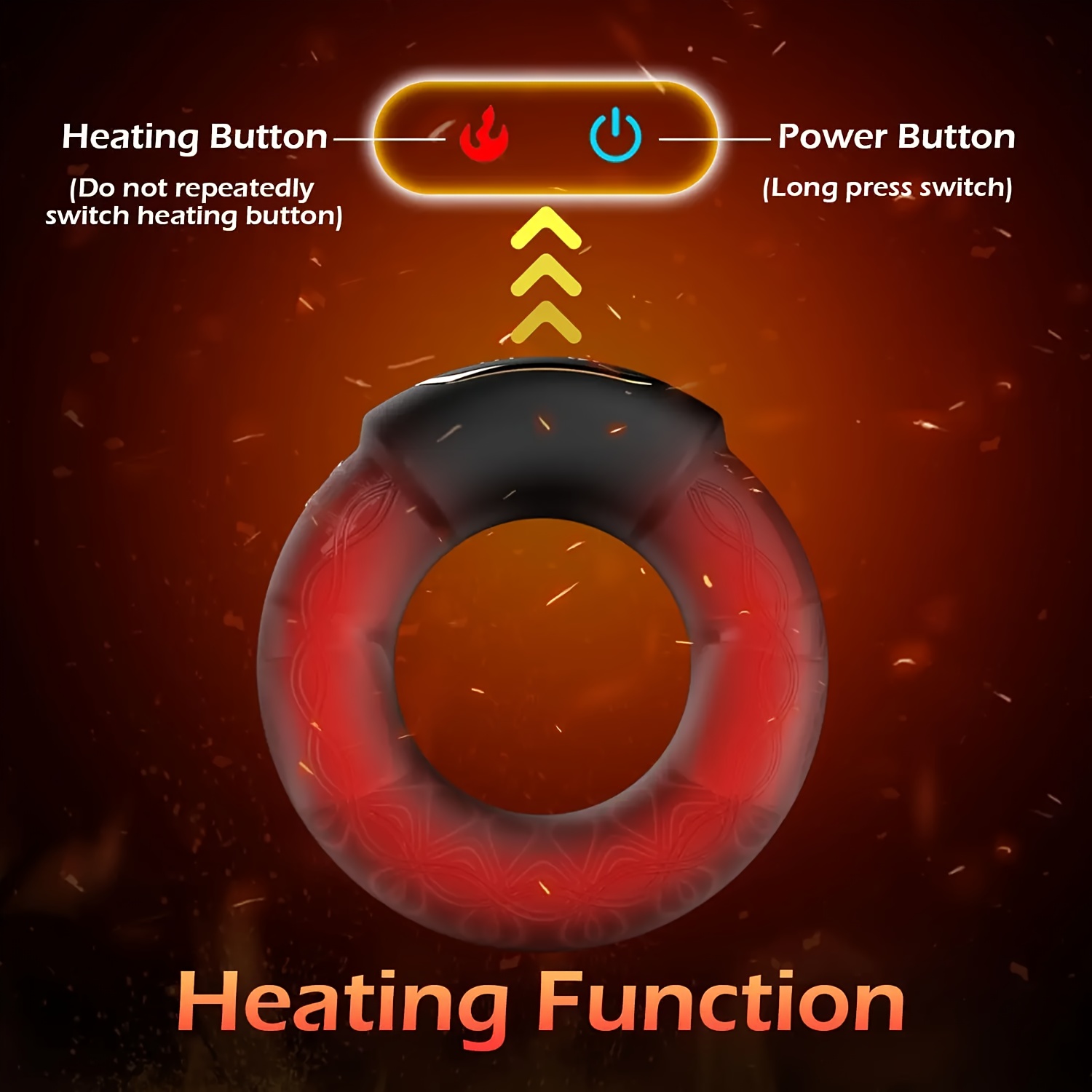 Men'S Vibrating Ring Lock Sperm Ring 9 Frequency Vibration Function Heating Ring USB Charging Easy to Clean