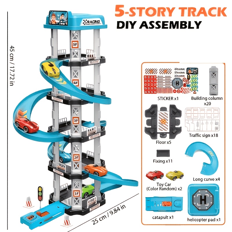 5 tier track car racing set 63pcs s d   game fun easter gift for boys and girls