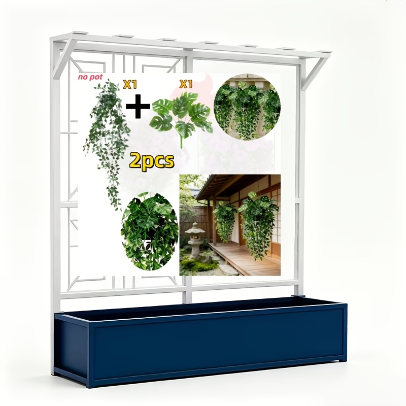 Image of Large Size Artificial 2pcs Set - Combined Hanging And Potted Plants, Realistic Mandrake Leaves, Wedding Decoration, Decor, Mother's Day Party Decoration, Suitable For Room, Office, Bathroom