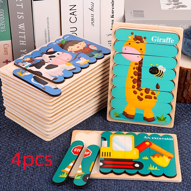 

Double Sided Wooden 3d Puzzles: Educational Toys For Kids To Learn And , Christmas And Gift!