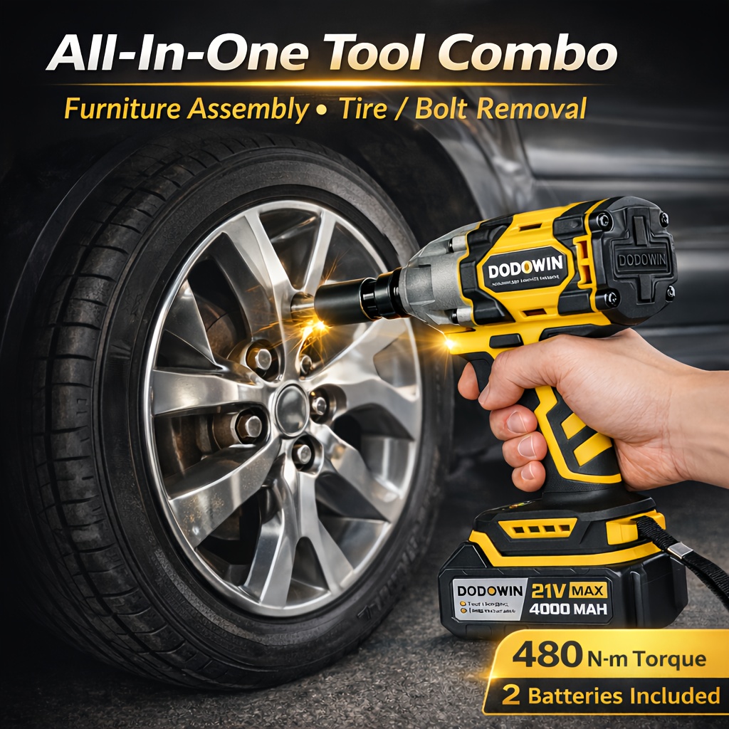 21v cordless impact wrench drill combo kit high   tool set for car repair   1 2 batteries charger included 6 sockets tool box accessories
