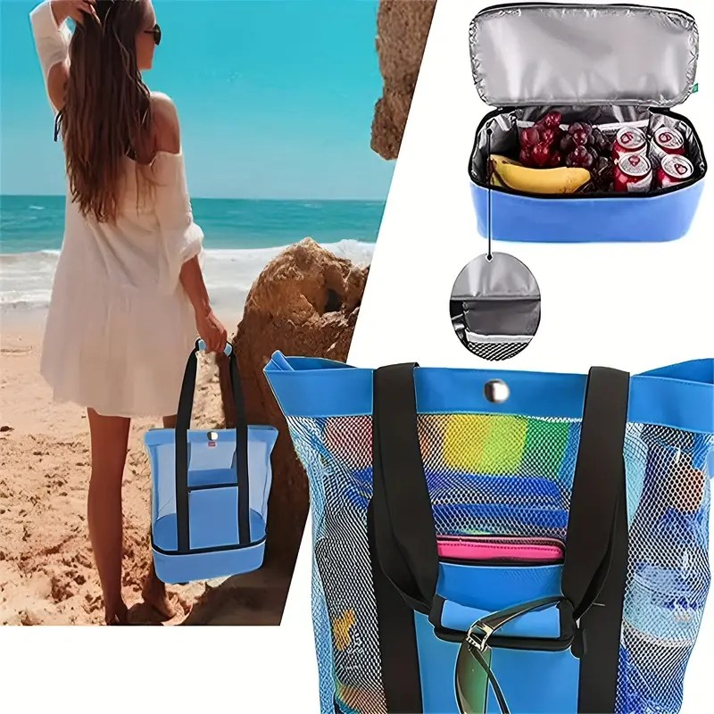 Minimalist Double Layer Beach Bag Lightweight Versatile - Temu