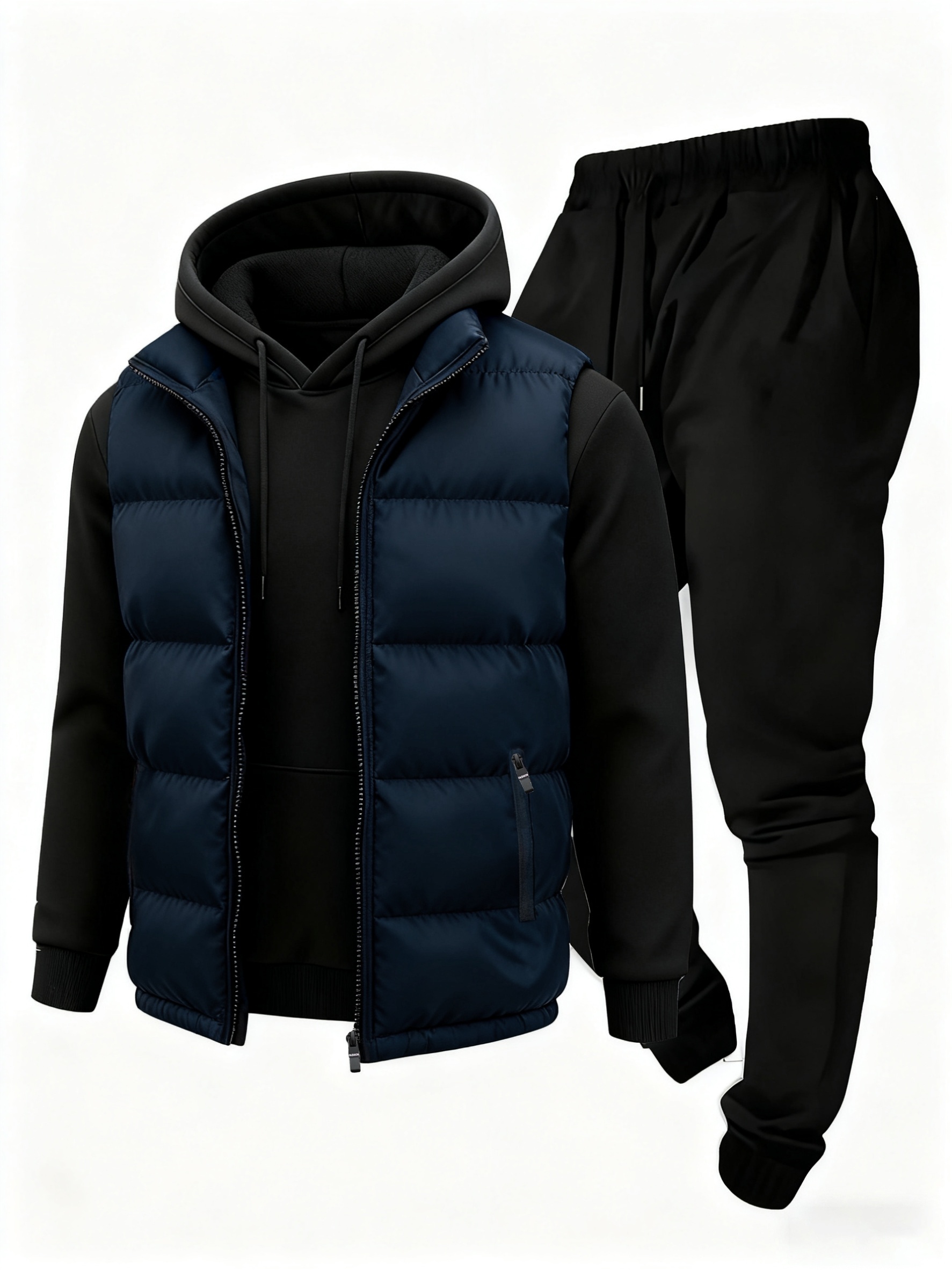 3pcs Casual Vest Set for Men: Hoodie and Drawstring Trousers