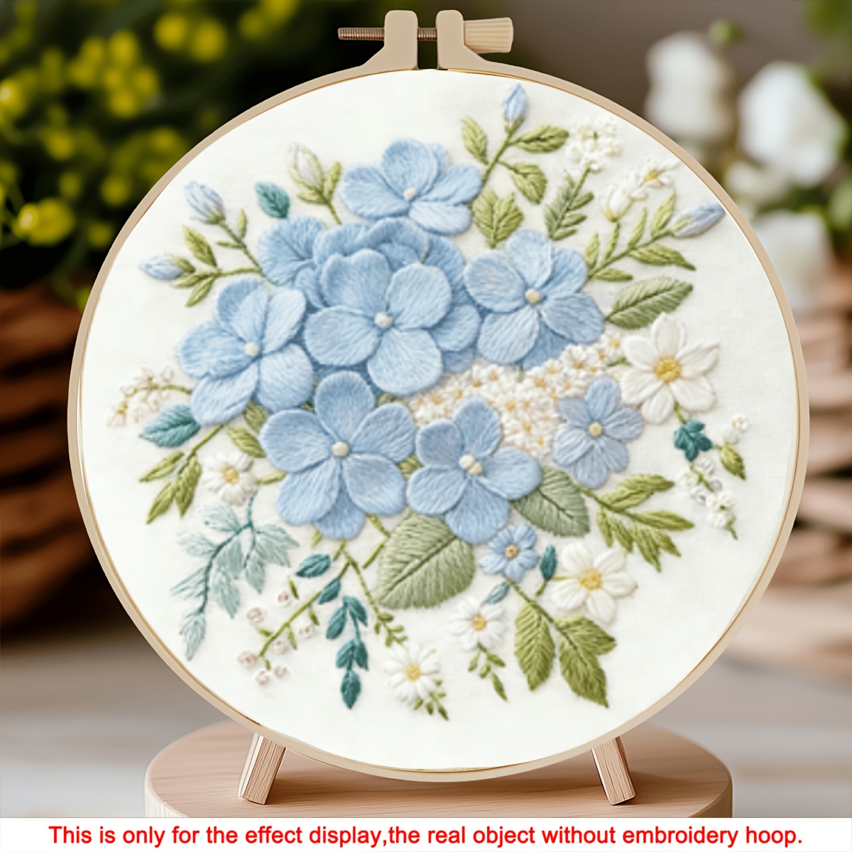 TEMU 1 Kit de Broderie, Hortensia , Pack de Matériel DIY , Ensemble d'Outils Complet pour Débutants, Décoration Florale , Décoration -Stress, Fil à