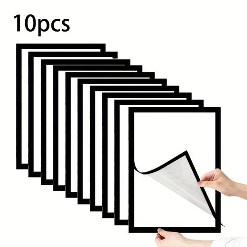 10/20개 자석 재사용 가능한 a4 디스플레이 프레임 - 수직 및 수평 사용 가능한 투명 pvc 벽걸이 사인, 잔여물 없는 자체 접착식, 사무실 벽 장식, 소매점 및 가정 정리용