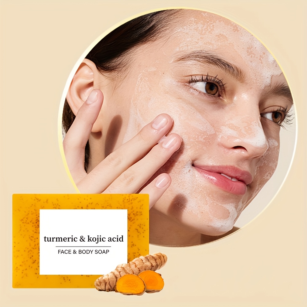 15pcs of 100g Turmeric Lemon Gluconic Acid Granule Soap, containing turmeric, lemon, shea butter and vitamins, handmade cold soap for bathing and washing face, hydrating and moisturizing, deep cleansing, gentle and non-irritating, suitable for all Light Beige types
