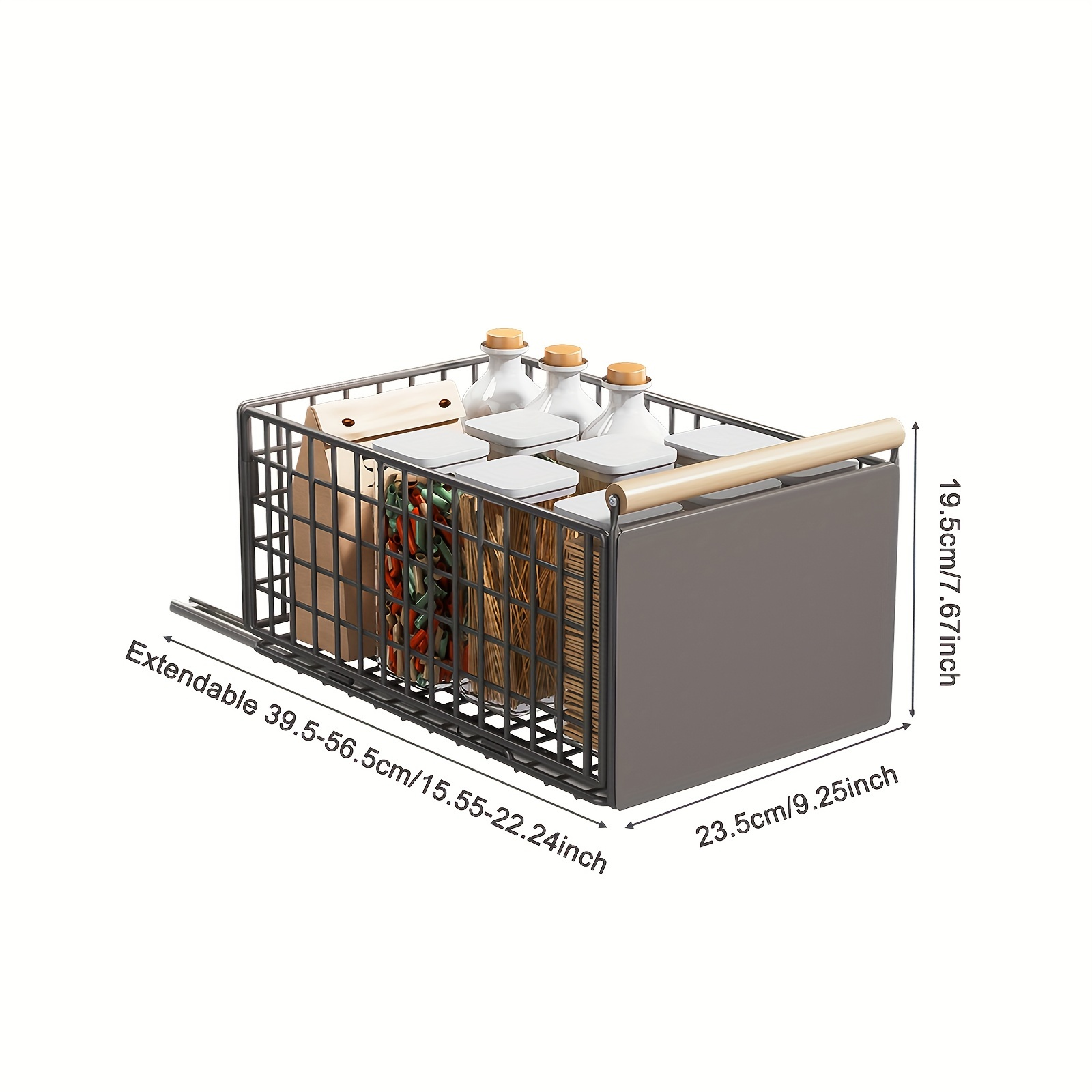 TEMU Panier de Rangement Extractible de Place - Métal, Design Contemporain pour de Cuisine & Salle de Bain