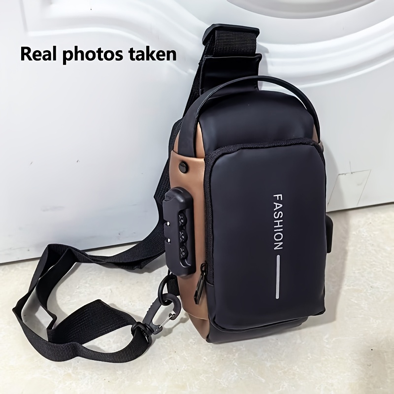 Sac à Bandoulière Anti-vol Pour Hommes - Cuir PU Réglable - Style Mode