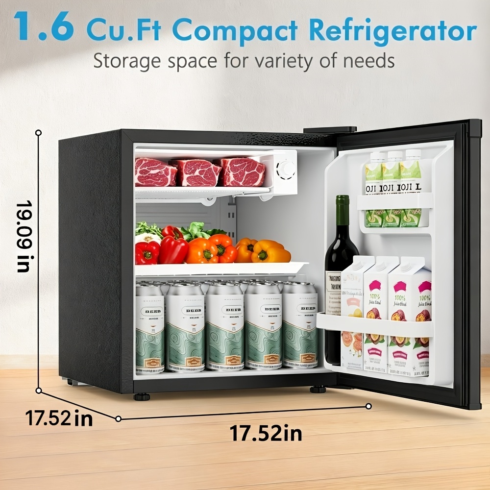 TEMU 1.6 Cu.ft Mini Fridge, Small Upright Refrigerator With Removable Shelves, 7 Adjustable Thermostat, For Bedroom/apartment/office, White