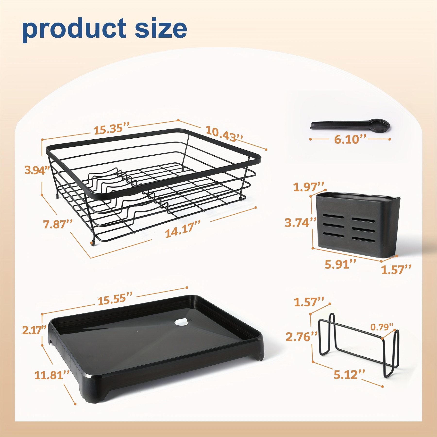 dish drying rack with tray stainless steel rust proof dish rack for kitchen counter cabinet tabletop kitchen storage and organisation holder Product details 6