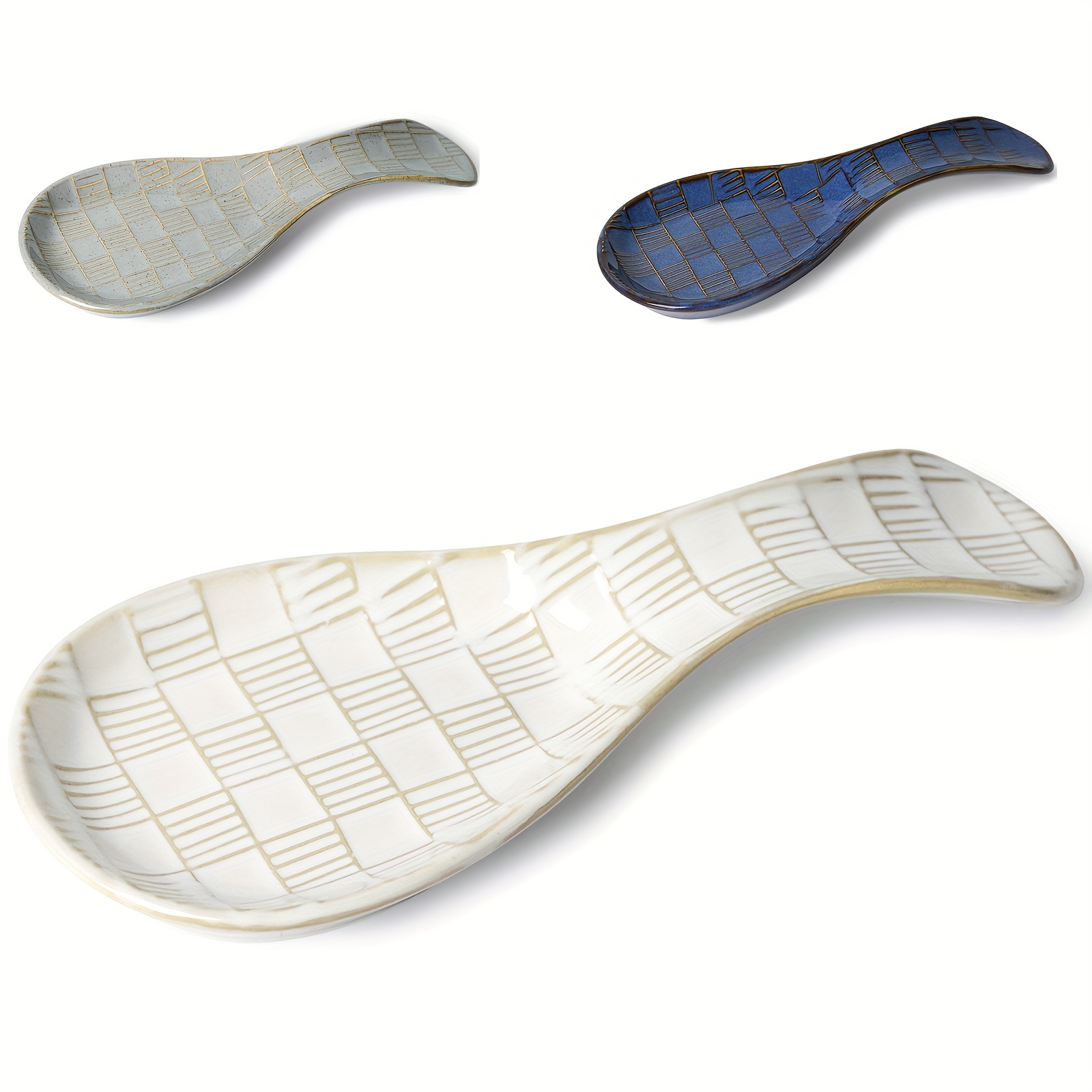 TEMU Soporte para cucharas de cerámica en relieve para encimera de cocina, horno de 8.5 pulgadas, resistente al , para estufas, cucharas de estilo