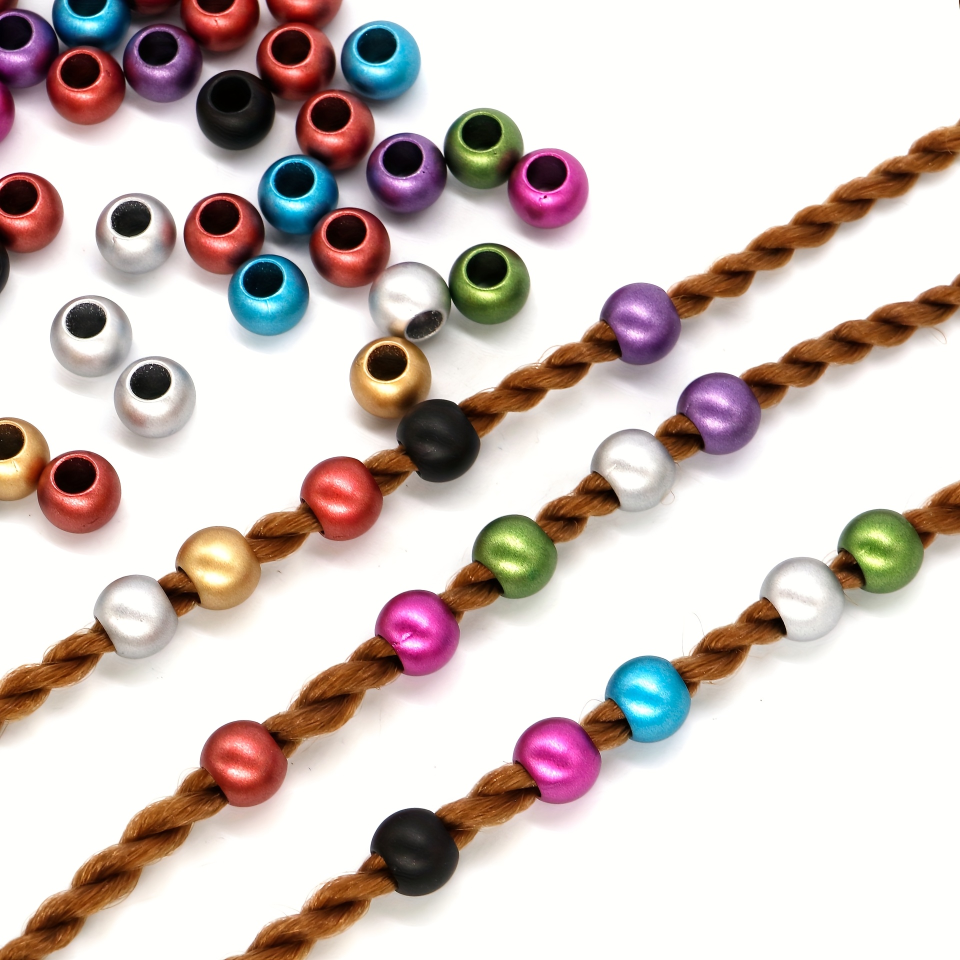 80pcs Random Mix Color Large Hole Round Beads
