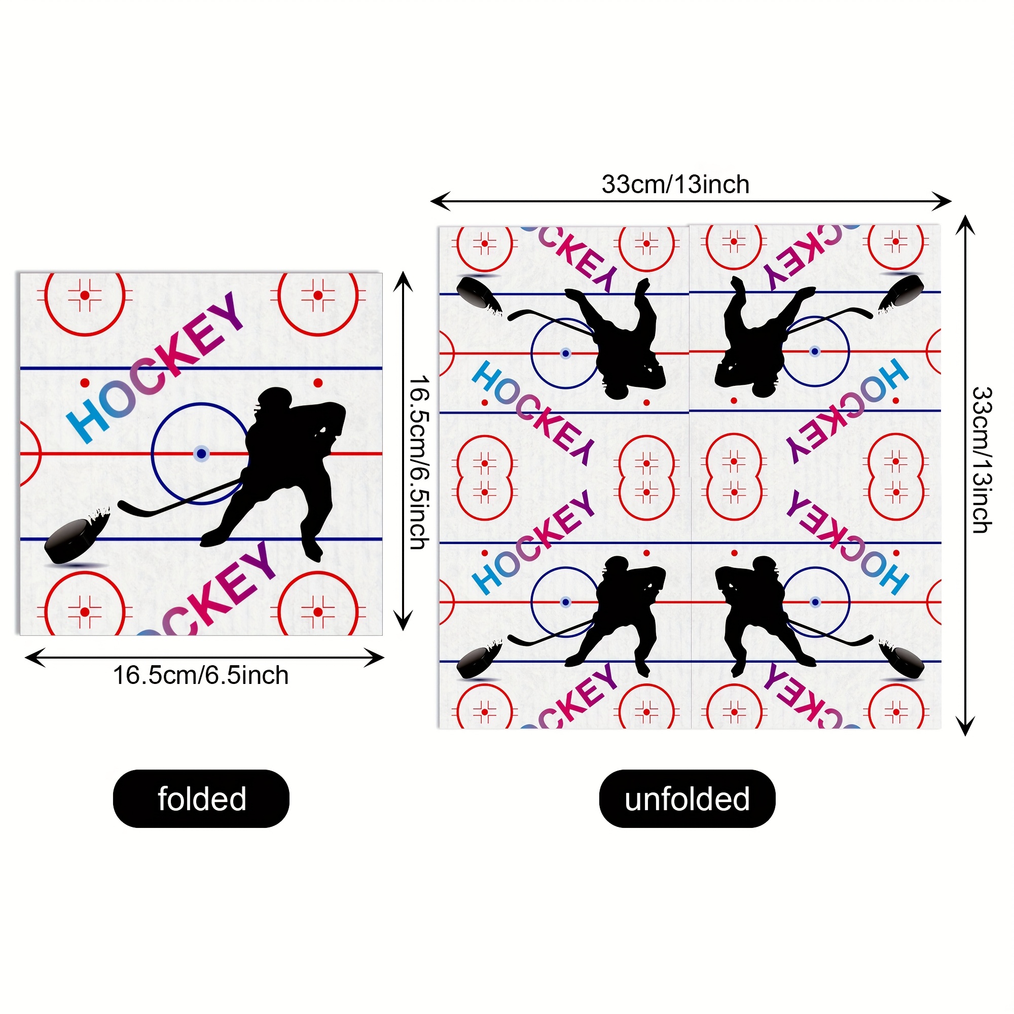 TEMU 20 Pezzi Tovaglioli di Carta Monouso a Tema Hockey - Design Pista di Hockey su a 2 per Feste di Compleanno, Celebrazioni Sportive, Halloween,