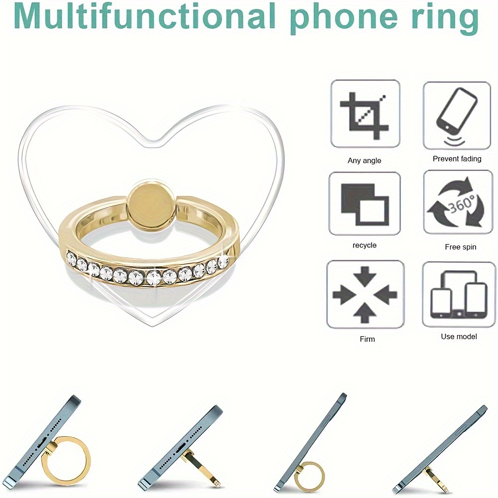 

Mobile Phone Finger Ring Holder Stand Transparent Finger Grip Rotatable Kickstand For Iphones/samsung Universal