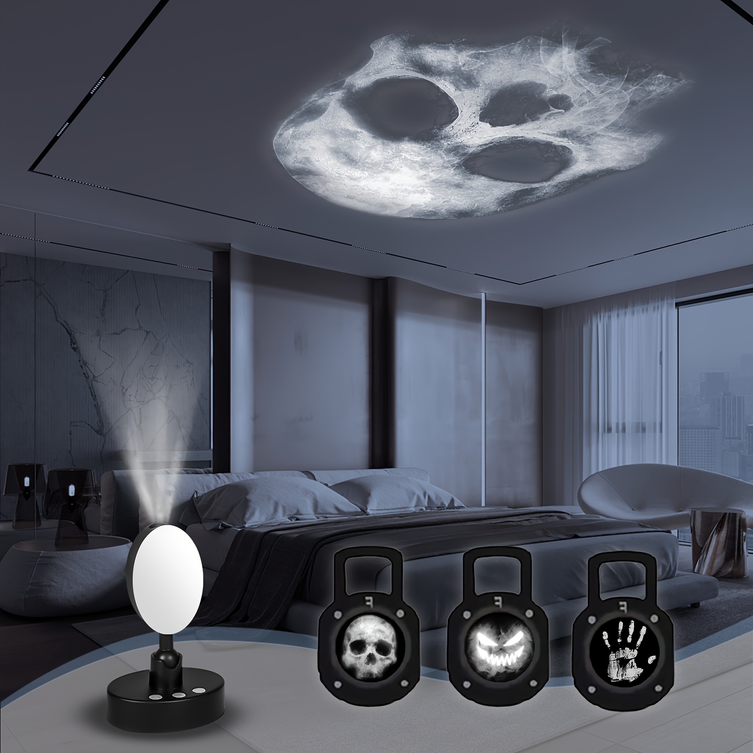 

360° Rotatable & Palm Print Led Night Light Projector - Color-adjustable, Usb Rechargeable, With 3 Patterns For Decor, Ideal For Bedroom, Living Room, Halloween , Light Projector For Bedroom