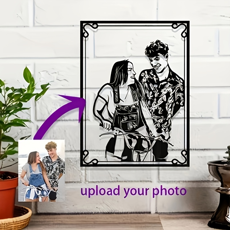 Custom Metal Wall Art - Personalized Photo Frame for Home Decor, Perfect Gift for Friends & Family, Modern Hanging Portrait Sculpture for Mother’s Day, Father’s Day, Graduation, Thanksgiving, St. Patrick’s Day - Indoor Vertical Wall Decoration with Ornate Frame Design, Large Wall Art