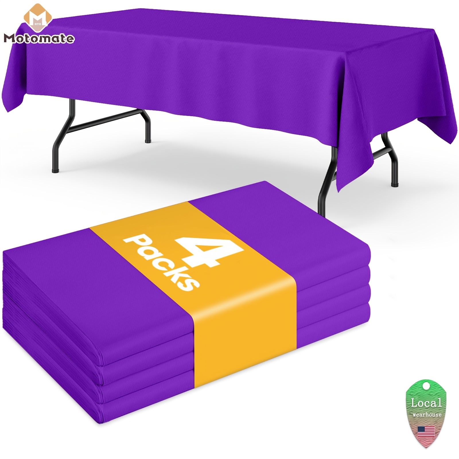 

Motomate 4-pack Purple Plastic Tablecloth, 54"x108" Rectangle, Machine Made, Disposable Table Covers For Weddings, Birthdays, Graduations, Use - 6ft Tables