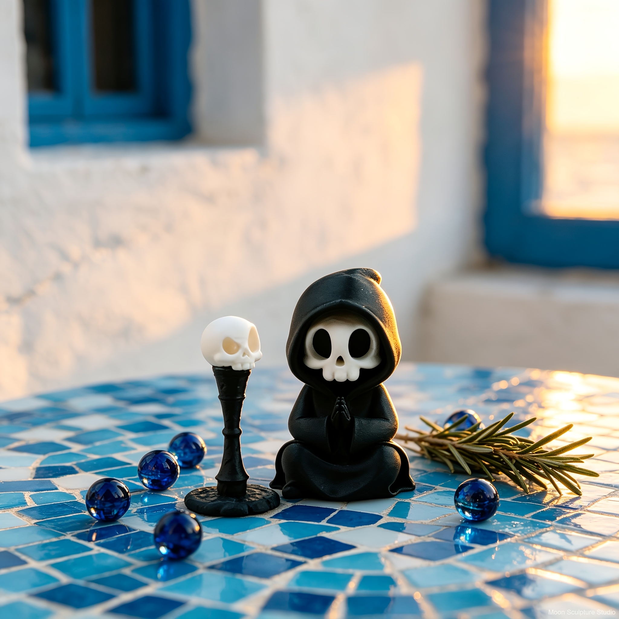 TEMU Collectible Figurines 2.68 Inch Gothic Praying Reaper Sculpture With 2.17 Inch Stand Ornament, Halloween Themed Desktop Decorative Statue, Pla