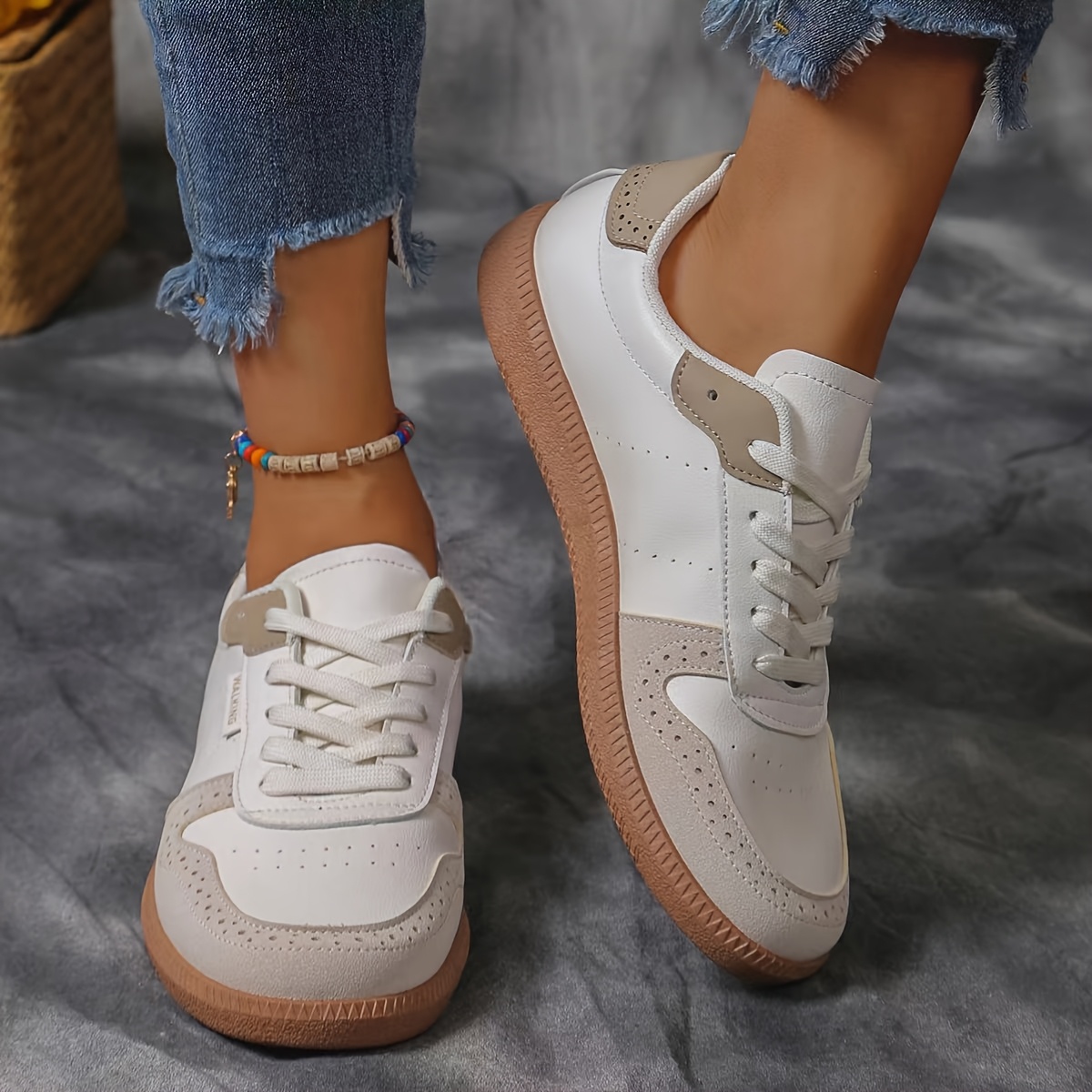 

Women's Casual Sneakers - Round Toe, Lace-up, Flat Plus Size With & Pu Cover, Autumn Winter, Sports Shoes