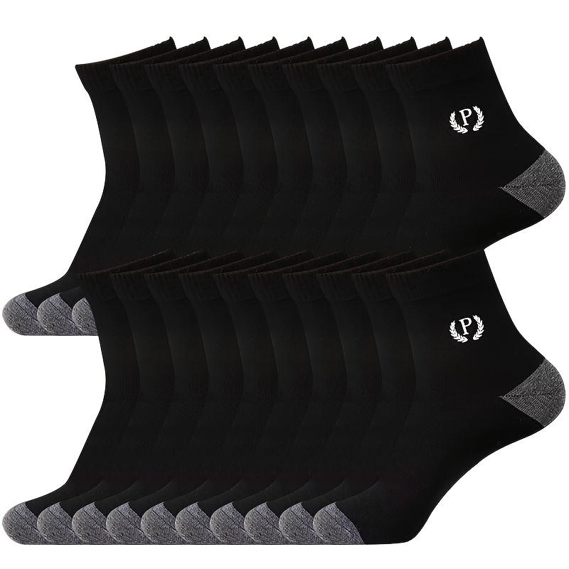 E-shop Packung mit 20 Paar Herrensocken bis zur Wade, Atmungsaktive Lange Socken in Unifarben für Vielseitige Sport- und Freizeittätigkeiten