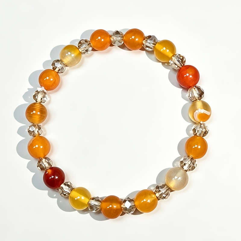 Handmade Orange Striped Agate Bracelet, Bohemian Talisman