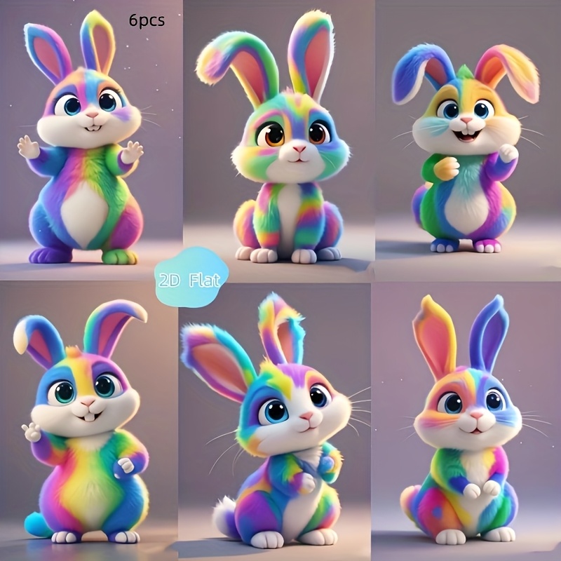 

6 Easter Bunny Flat Decorations For Hanging